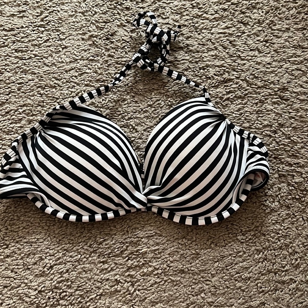 Striped bikini top, push up, size large, bought from Target
